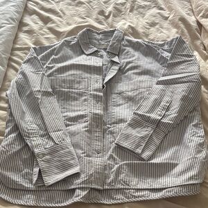 Everlane Grey and White Striped Shirt